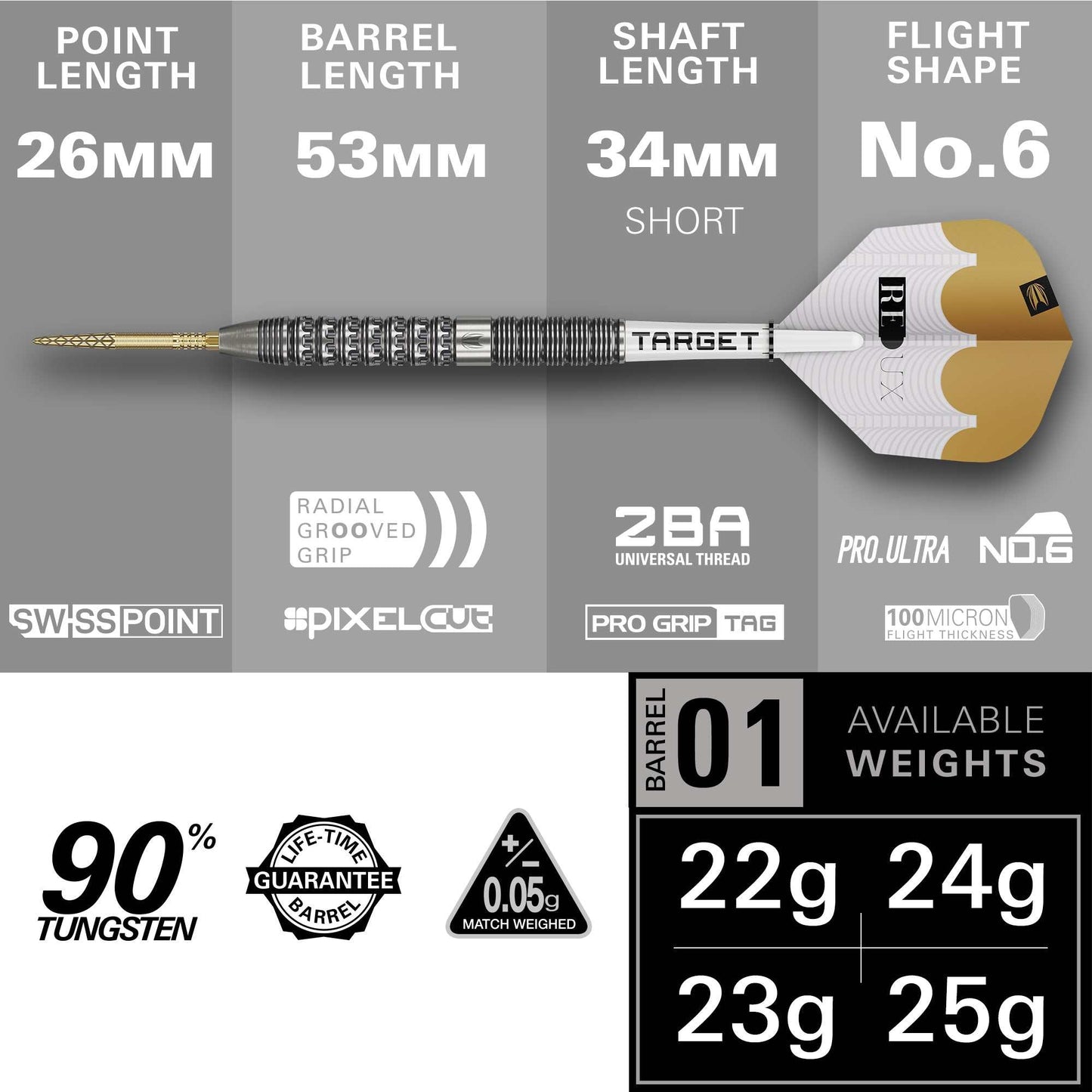 Redux 90% 01 SP Steel Tip Darts 2025 Edition