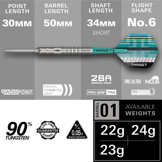 Hydro 90% 01 SP Steel Tip Darts 2025