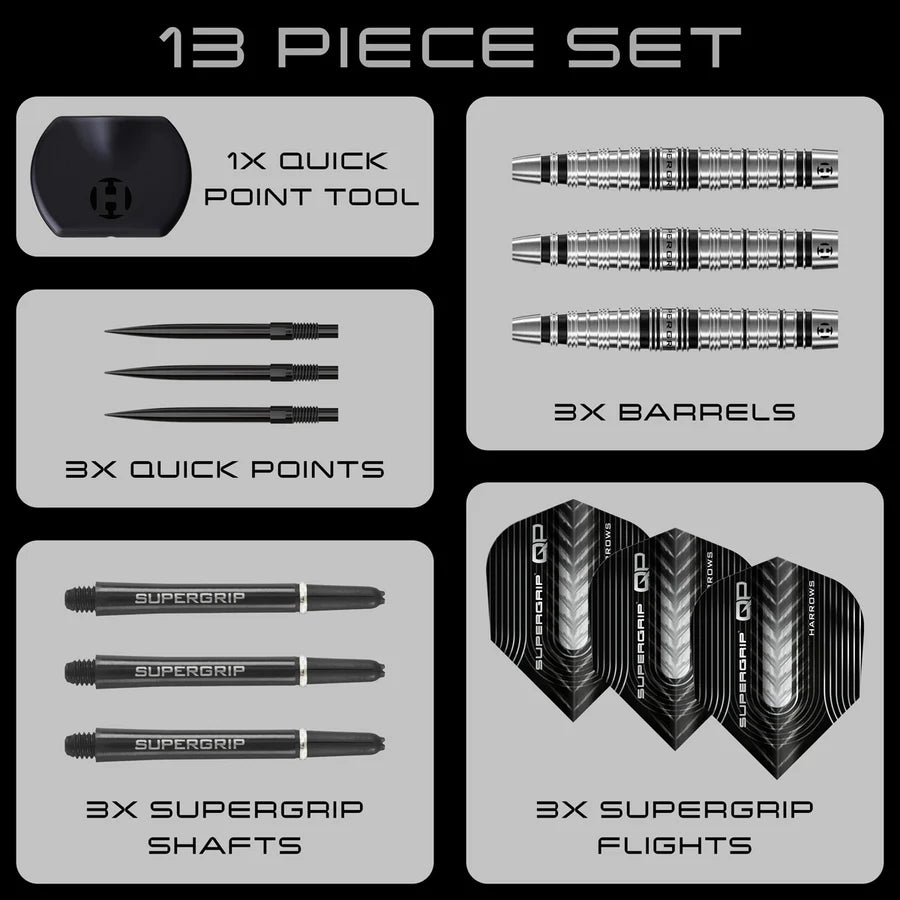 Supergrip Torpedo 90% Tungsten QP Steel Tip Darts