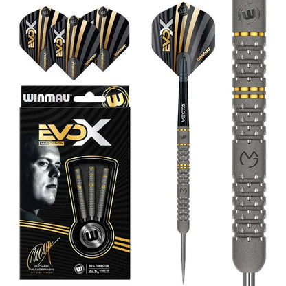 Michael Van Gerwen Evo X 90% tungsten professional darts with Winmau Vecta shafts and Prism flights