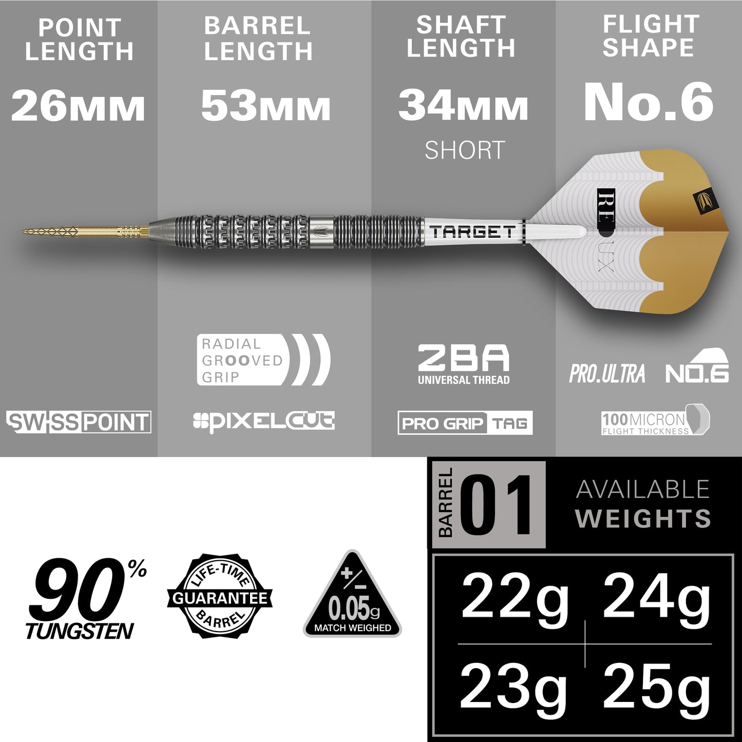 Redux 90% 01 SP Steel Tip Darts 2025 Edition