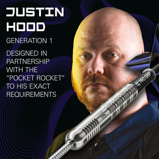 JUSTIN HOOD 90% 23G SP STEEL TIP DARTS 2026