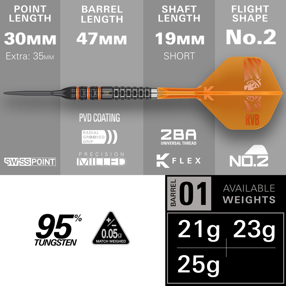 RAYMOND VAN BARNEVELD 95K SP STEEL TIP DARTS