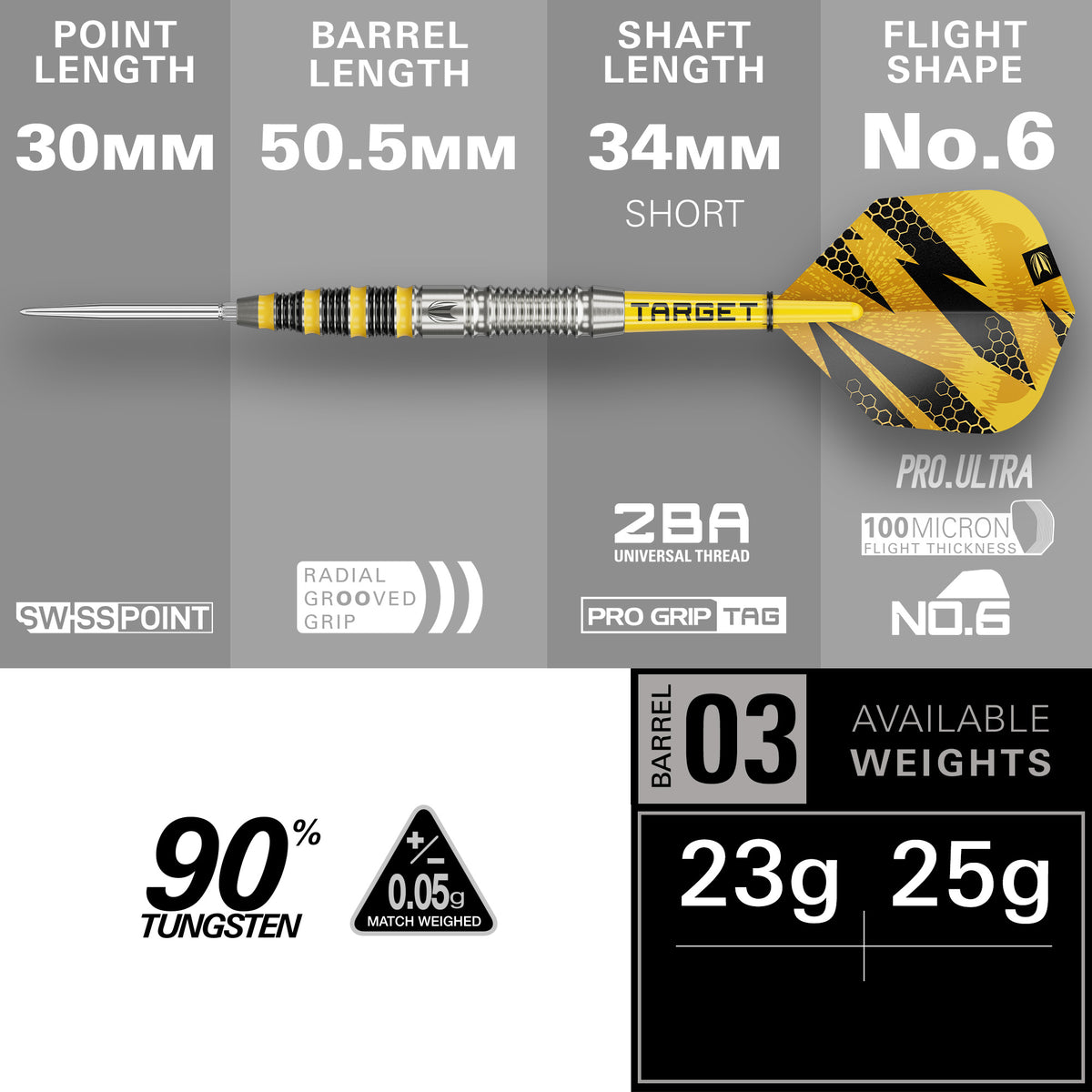 BUZZ 90% SP03 STEEL TIP DART