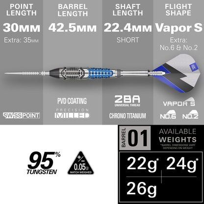 PHIL TAYLOR POWER CHRONO SP STEEL TIP DARTS