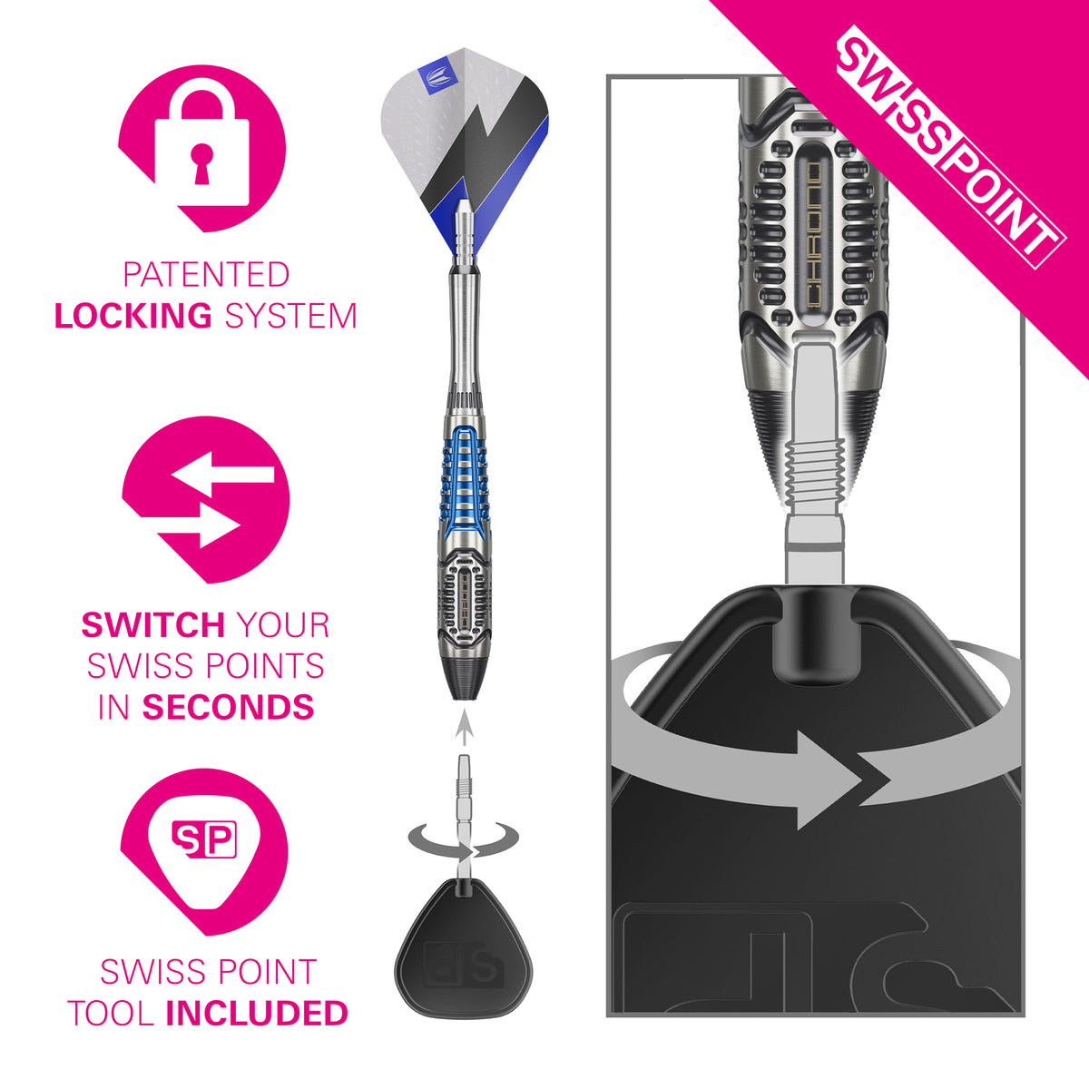 PHIL TAYLOR POWER CHRONO SP STEEL TIP DARTS