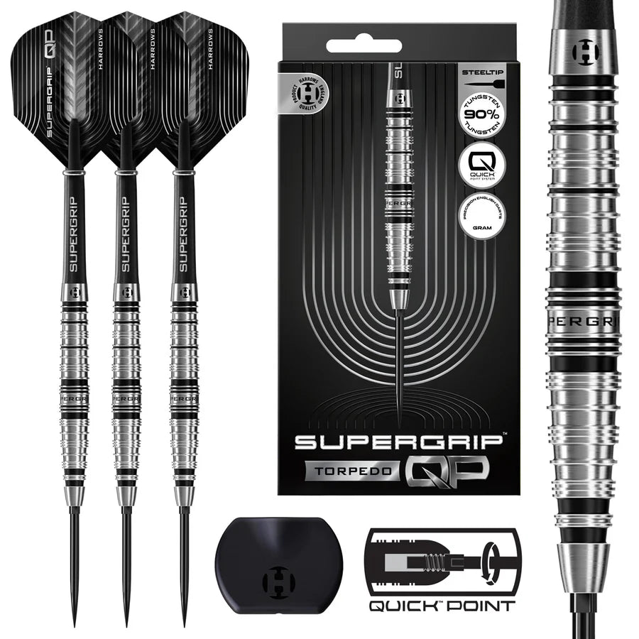 Supergrip Torpedo 90% Tungsten QP Steel Tip Darts