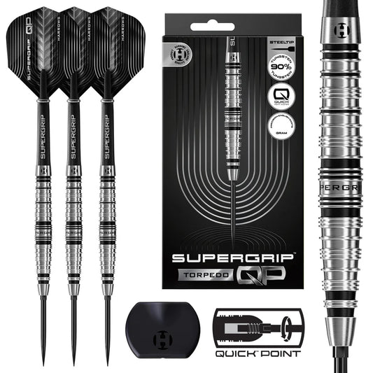 Supergrip Torpedo 90% Tungsten QP Steel Tip Darts
