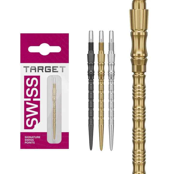 Signature Swiss TRB Points precision steel dart tips with ringed grooves for enhanced grip and control