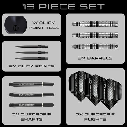 Supergrip Torpedo 90% Tungsten QP Steel Tip Darts