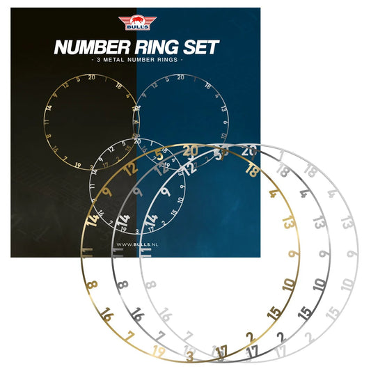 Bulls Metal Number Rings 3 pack - Gold/Silver/White