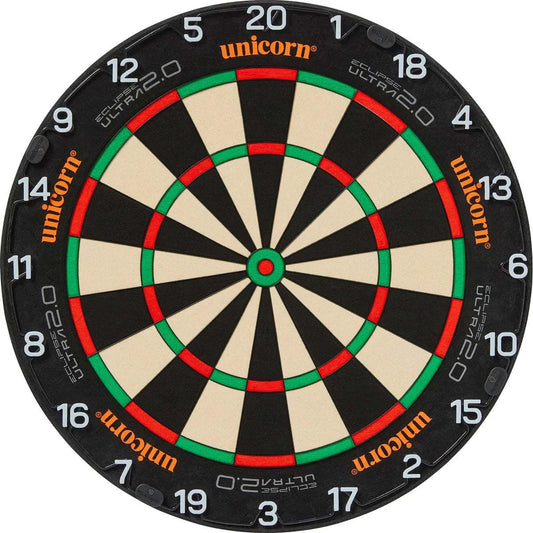 Unicorn Eclipse Ultra 2.0 professional dartboard with anti-glare black venom radial spider and high-contrast sisal surface