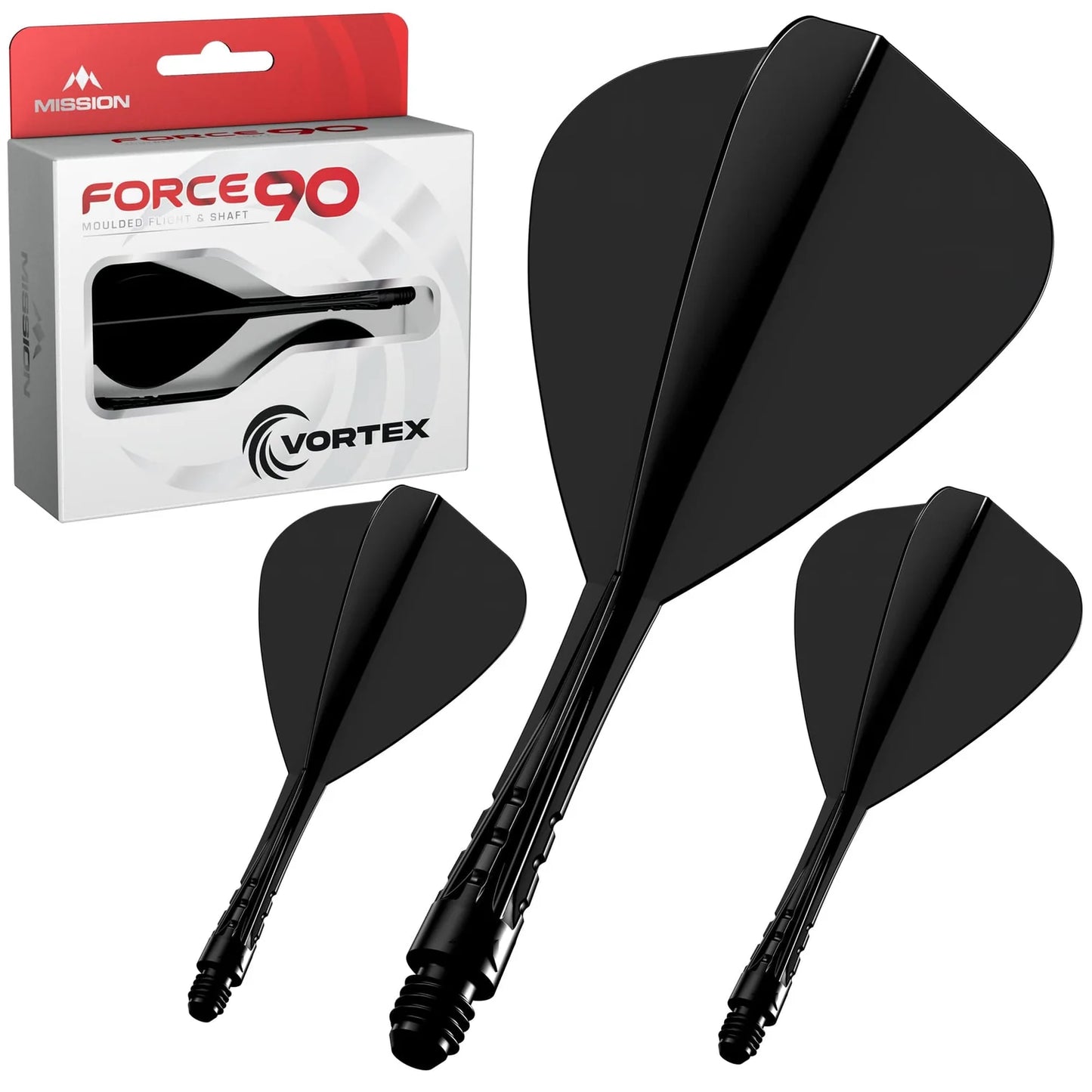 Mission Force 90 Vortex Moulded Flight & Shaft - Kite - Black