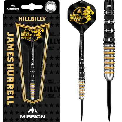Mission James Hurrell Darts - Steel Tip - 95% Tungsten - Black PVD & Yellow