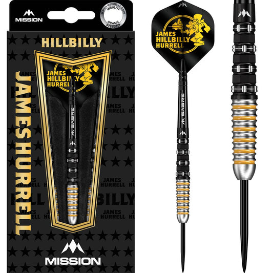 Mission James Hurrell Darts - Steel Tip - 95% Tungsten - Black PVD & Yellow