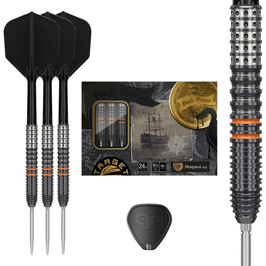 Black Marque Morpheus G2 90% tungsten steel tip darts with updated grip and Swiss Point technology by Target Japan