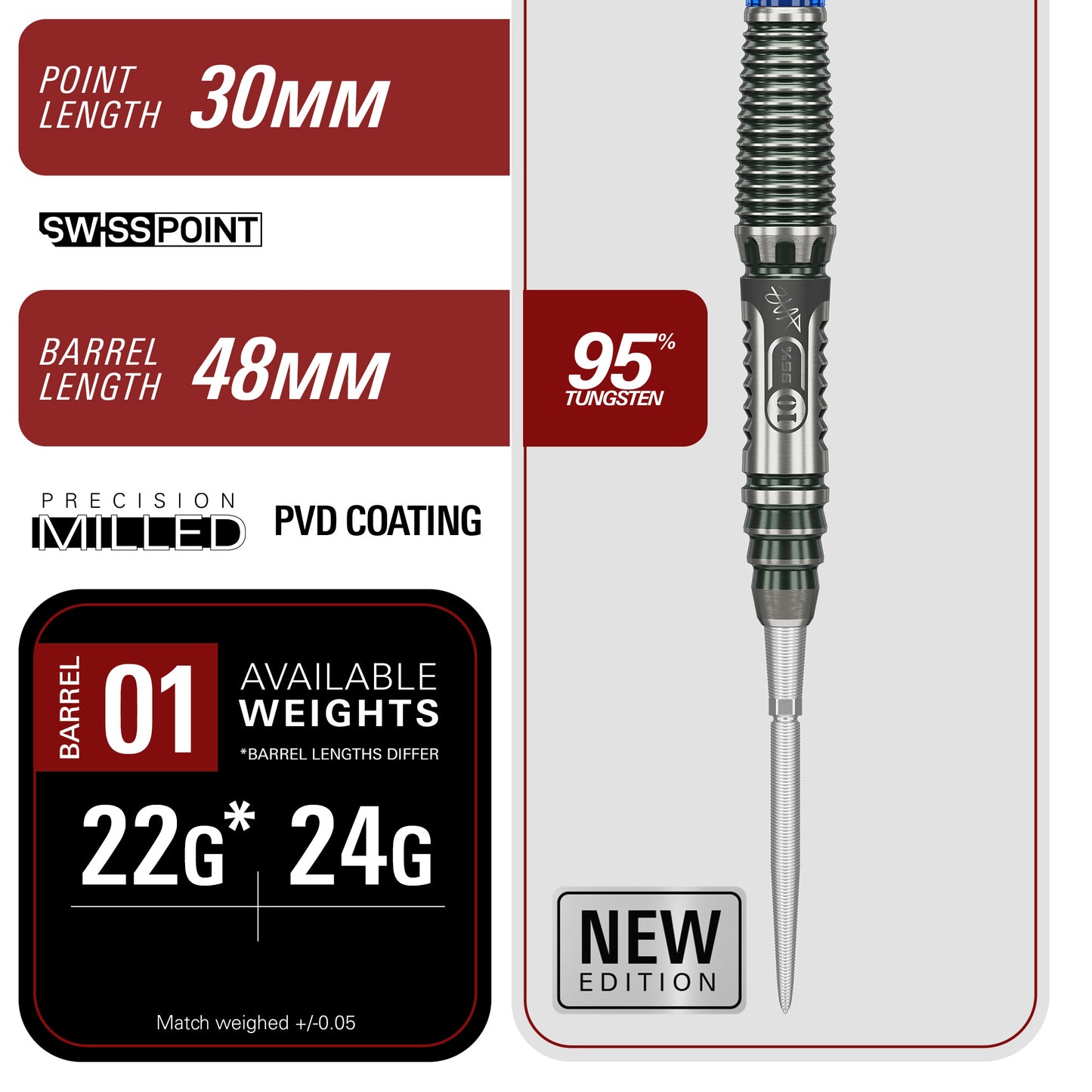 The Rising Sun Gen10.5 95% Tungsten Steel Tip Darts