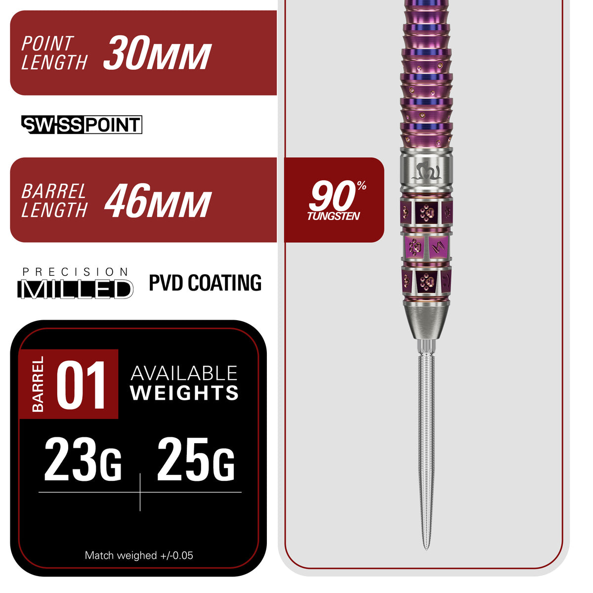 PRIME SERIES MAYO GEN8 90% SP STEEL TIP DARTS
