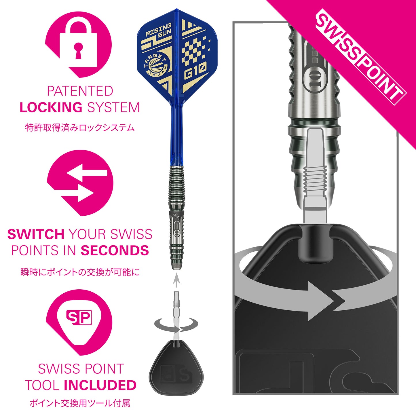 The Rising Sun Gen10.5 95% Tungsten Steel Tip Darts
