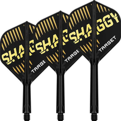 Scott Williams No2 K-Flex black dart flights with yellow claw design and Target branding