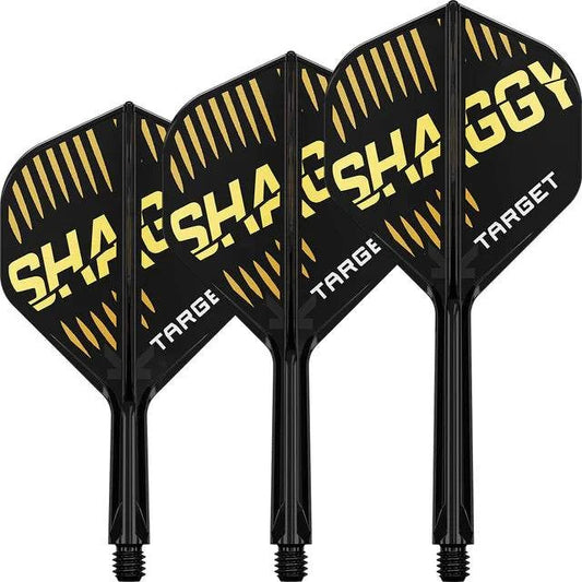 Scott Williams No2 K-Flex black dart flights with yellow claw design and Target branding