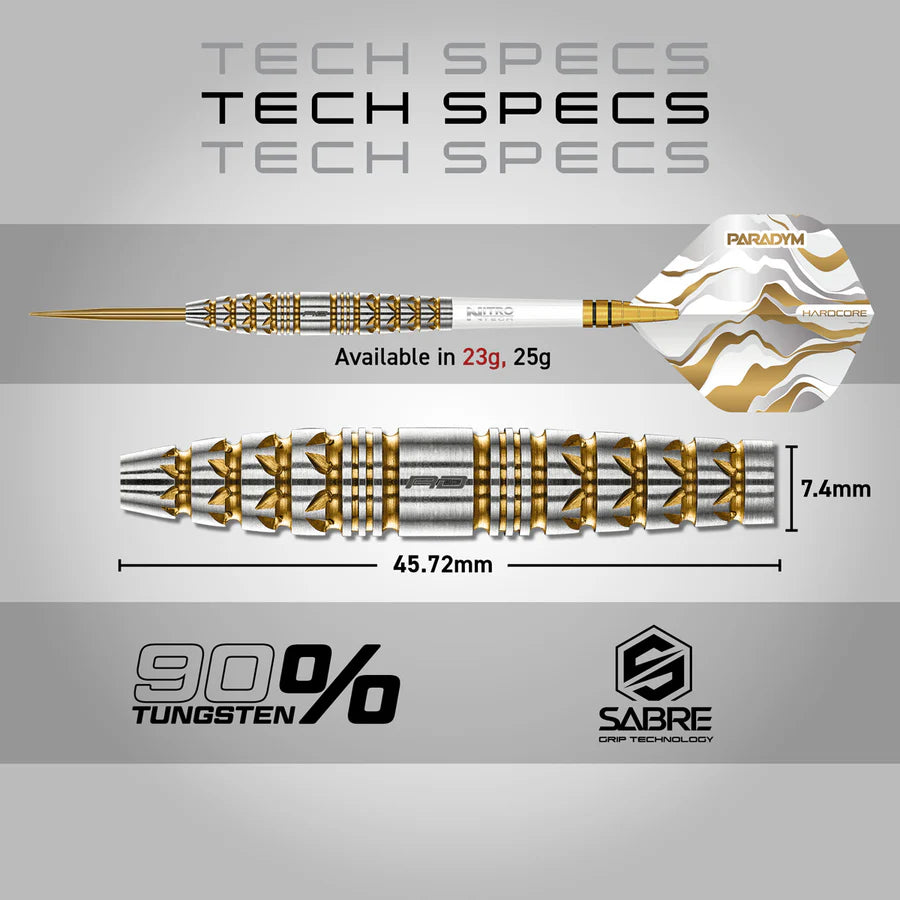 Paradym Gold Torpedo 90% Tungstem Steel Tip Darts