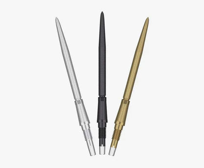 Target Swiss Storm interchangeable stainless steel dart points in silver, black, and gold with vacuum hardening for durability