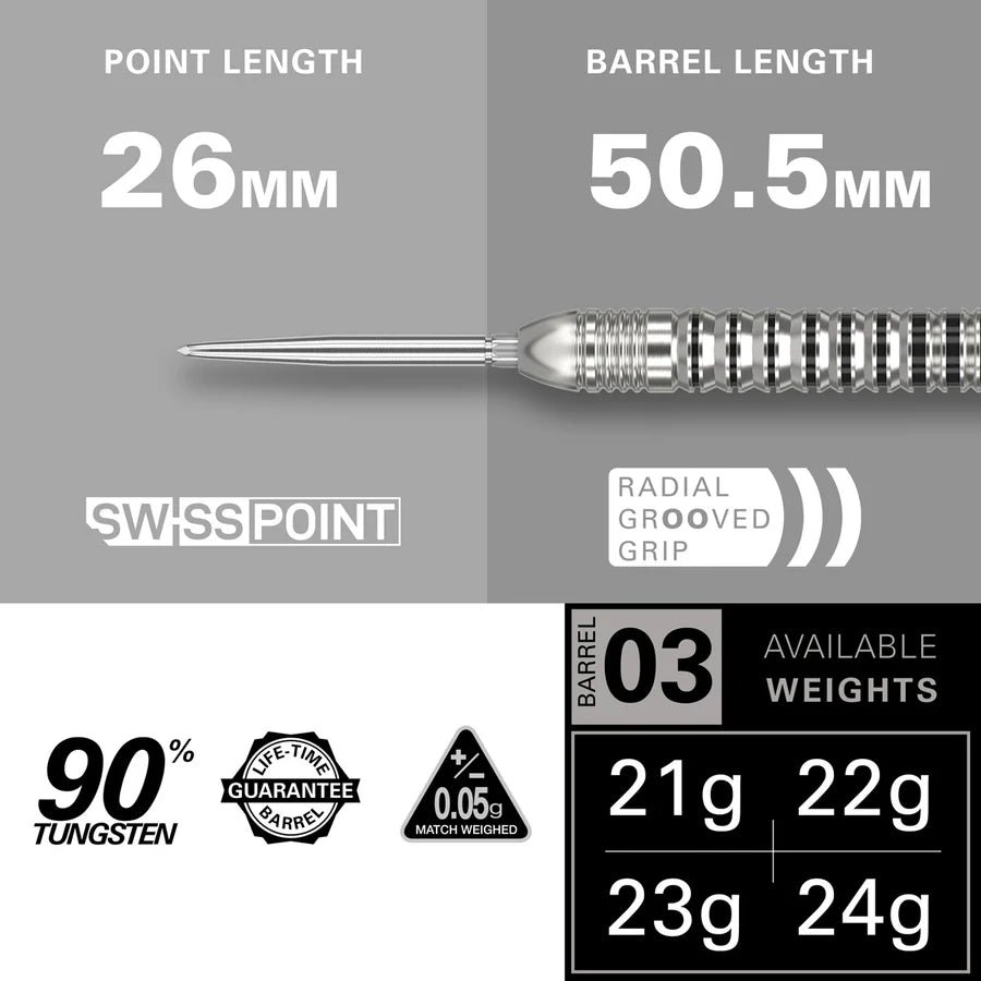 Exo 03 90% Tungsten SP Steel Tip Darts