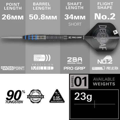 Jeffrey De Graaf G1 Swiss Point 90% Tungsten Steel Tip Darts