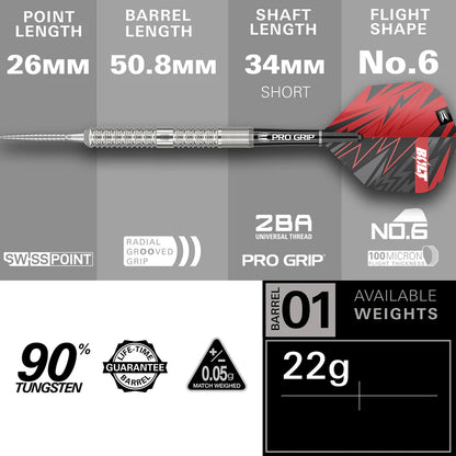 Sebastian Bialecki 90% Tungsten SP Steel Tip Darts